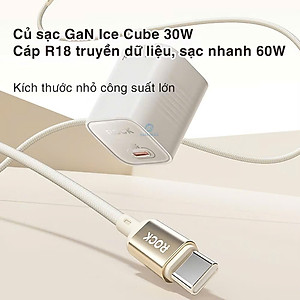 Bộ sạc nhanh type-c cho ip15 ROCK Ice²Cube sạc nhanh 30W - Hàng chính hãng Rockspace bảo hành 12 tháng