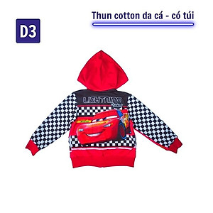 Áo khoác bé trai hình xe Mc Queen từ  10-43kg. Chất thun cotton da cá thoáng mát - hình đẹp không bong tróc