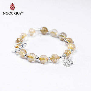 Vòng tay đá thạch anh tóc vàng phối charm ngôi sao size hạt 8mm mệnh thủy, kim - Ngọc Quý Gemstones