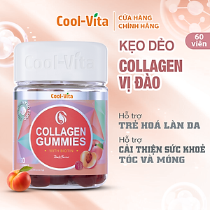 Combo 3 Hộp Kẹo Dẻo Collagen Hỗ Trợ Trẻ Hóa Sáng Da - Cải Thiện Sức Khỏe Tóc Móng Vị Đào Kết Hợp Biotin, Vitamin C & Vitamin E Coolvita (60 viên x 3g)/hộp