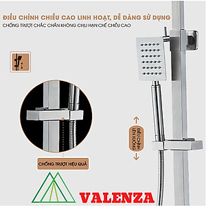 Bộ sen cây tắm đứng inox sus304 nóng lạnh Valenza  SCV-01 cao cấp