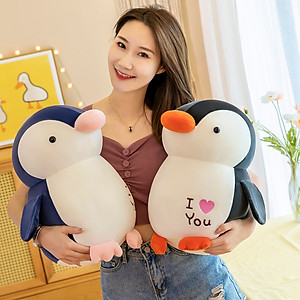 Gấu Bông Chim Cánh Cụt I Love You Siêu Dễ Thương Mềm Mịn Cho Bé Yêu (25cm--->35cm) Vải Miniso 4 Chiều Co Giãn Êm Ái, Hàng Cao Cấp An Toàn Cho Trẻ Nhỏ
