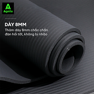Thảm YOGA chính hãng Agnite dày 10mm, chất liệu NBR mềm mại và chống nước dễ dàng vệ sinh, lau giặt - ER201
