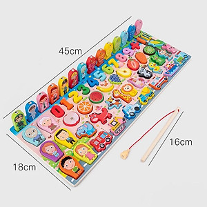 Đồ chơi bảng câu cá gắn nam châm và ghép chữ số bằng gỗ cho trẻ