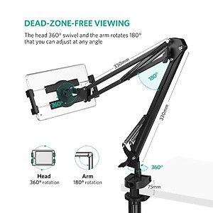 Ugreen UG50394LP142TK 4 - 12.9 Inch màu Đen Chân kẹp đa năng xoay 360 độ cho điện thoại + máy tính bảng - HÀNG CHÍNH HÃNG
