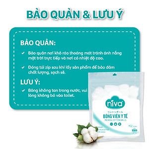 Gói 100 Bông Gòn Viên Tròn Y Tế NIVA Yc2 Đường Kính 16mm Nhét Tai Cho Phụ Nữ Sau Sinh
