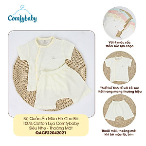 NEW - Bộ quần áo cộc cho bé 100% Cotton Lụa – Comfybaby Siêu nhẹ - thoáng mát QACF22042021 size 3-12 tháng