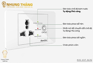 Ổ Cắm Máy Bơm An Toàn Rạng Đông OC03.MB 16A  - Ổ Cắm Chống Giật Cấp N guồn 5V Cho Phao Điện - Công Suất 1500W