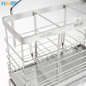 Kệ đựng đũa muỗng 3 ngăn có móc treo dán tường Hobby Home Decor DM04