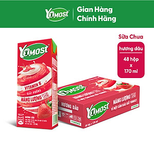 Thùng 48 Hộp Sữa Chua Lên Men Tự Nhiên Yomost Vị Dâu (170ml/Hộp)