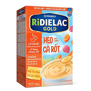 COMBO 2 hộp BỘT ĂN DẶM RIDIELAC 
GOLD HEO CÀ RỐT - HỘP GIẤY 200G