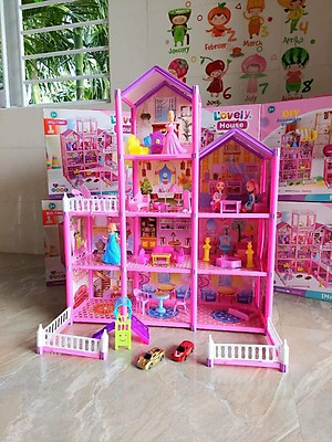 Đồ Chơi Cho Bé Gái, Đồ Chơi Lắp Ráp Ngôi Nhà Búp Bê 4 Tầng Kèm Bộ Phụ Kiện 194Pcs, Quà Tặng Sinh Nhật Cho Bé Gái
