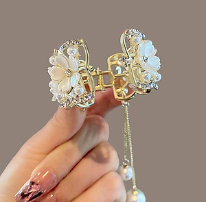 Kẹp tóc đuôi ngựa đính đá sang trọng - Kẹp tóc đuôi ngựa hoa hồng - Kẹp tóc đuôi ngựa ngọc trai