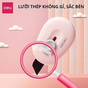 Dao rọc giấy Deli cao cấp lưỡi thép không gỉ SK5 dao rọc mini bỏ túi kim loại tiện lợi văn phòng học sinh màu pastel