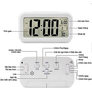 Đồng hồ báo thức điện tử để bàn màn hình đa chức năng thời gian, lịch, báo thức, nhiệt độ DH89