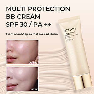 Kem BB 6in1 Mirum làm trắng da, chống lão hoá, dưỡng ẩm, chống tia UV, Lót và nền 50g Mirum Multi Protection BB cream SPF30/PA++ 