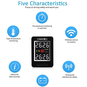 Cảm biến áp suất lốp trong cao cấp thương hiệu Careud dành cho các hãng xe - Cảnh báo áp suất, chính xác: ±1.5PSI (±0.1bar) - Điện áp: 8-16V - Hàng Nhập Khẩu