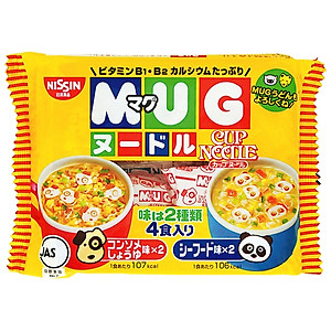 Combo 3 gói Mì ăn dặm cho trẻ trên 1 tuổi Nissin MUG Cup Noodle 96g (Mỗi gói gồm 4 túi mì nhỏ bên trong, 2 hương vị)