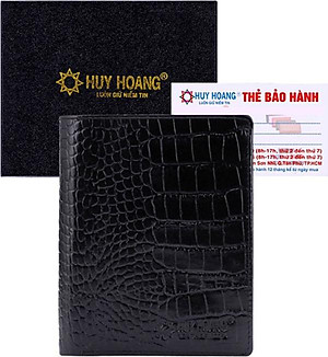 Ví Nam Vân Cá Sấu Kiểu Đứng Huy Hoàng HT2120 (12.5 x 10 cm) - Đen