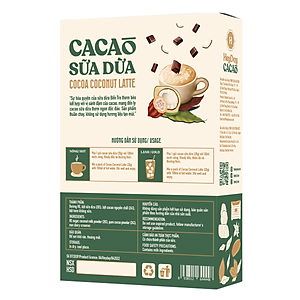 Bột Cacao Sữa Dừa Heyday - Hộp Giấy 12 Gói Tiện Lợi 20g - Bột cacao sữa dừa tự nhiên, thuần chay - Heyday Cacao