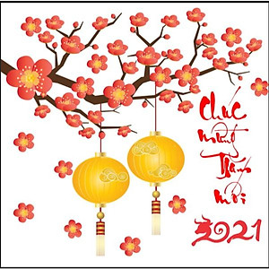 Decal trang trí tết cành đào đỏ PK516