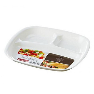 Set 02 Đĩa ăn chia 3 ngăn cho bé màu trắng - Hàng nội địa Nhật