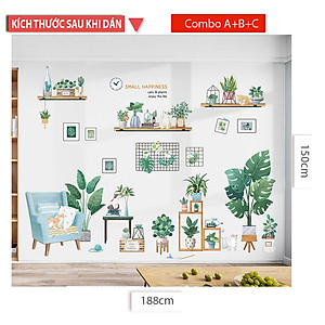 Sticker Giấy Dán Tường Decal Dán tường Mẫu Hoa Lá Cực Xinh ZH028