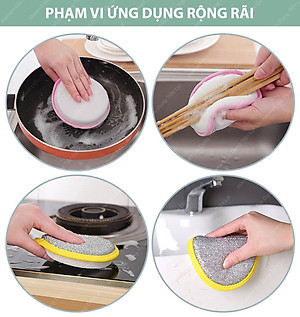 Miếng Bọt Biển Rửa Chén 2 Mặt Vải Lưới Tạo Bọt Rửa Bát Cọ Nồi Đa Năng Tiện Lợi