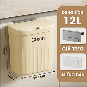 Thùng Rác Treo Tường Đa Năng Bền Chắc 12L Nắp Trượt Thùng Rác Treo Cánh Tủ Bếp Dán Trên Tường Cho Phòng Tắm - Hàng Chính Hãng MINIIN