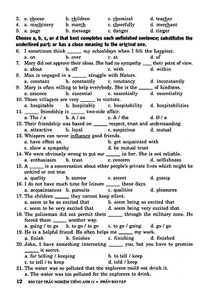 Sách Bài Tập Trắc Nghiệm Tiếng Anh 11 (Không Đáp Án)