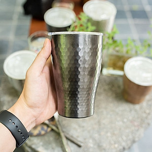 Ly giữ nhiệt inox hoa văn tổ ong 2 lớp phủ sứ Tiamo 360ml