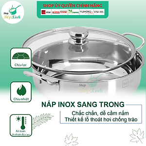 Nồi lẩu xửng hấp FIVESTAR 3 đáy từ nắp kính , tặng 1 vá canh 20cm | 24cm | 26cm | 28cm