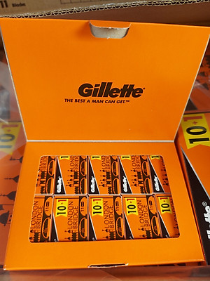 Vỉ 110 lưỡi lam Gillette London Bridge giá rẻ (Gồm 10 hộp nhỏ - mỗi hộp 11 lưỡi)