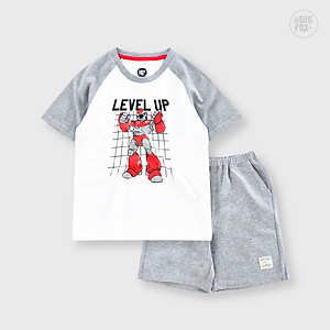 Bộ Bé Trai Bigfox, Bộ Cộc Tay Trẻ Em Mùa Hè Chất Cotton Mát In Hình Robot Level Up