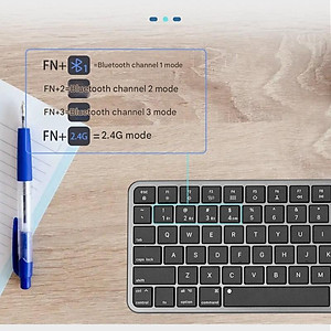 Bàn phím không dây mini K23 kết nối bluetooth + Usb wireless pin sạc hỗ trợ đa nền tảng thiết bị hàng nhập khẩu