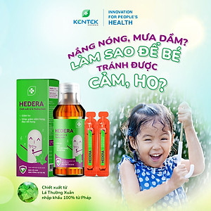 Siro ho thảo dược, chiết xuất lá thường xuân bổ phế, giảm ho dành cho trẻ em HEDERA | Kentek Pharma | Ống 10ml, Hộp 20 ống