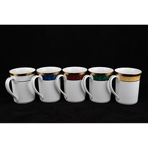 Cốc sứ cao cấp Noritake M165-T91332K, màu xanh da trời vân đá, mạ vàng, dung tích 250ml - Hàng chính hãng