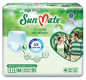 Combo 2 Tã Quần Người Lớn Sunmate Mềm Mại M9 (9 Miếng)