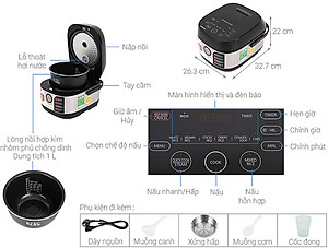 Nồi cơm cao tần Toshiba RC-10IX1PV (1 Lít)- Hàng Chính Hãng