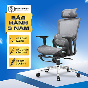 Ghế công thái học Nghiafurniture Mirai - Tối ưu về giá, tối đa tính năng, ngả lưng 140 độ, có gác chân, piston class4