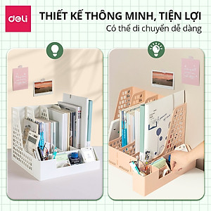 Khay kệ đựng tài liệu Deli 4 ngăn giá kệ đựng sách vở hồ sơ giấy tờ văn phòng màu pastel dễ thương nhỏ gọn tiện lợi