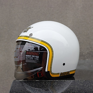 Nón bảo hiểm Royal M139 kính âm V10 trắng line vàng
