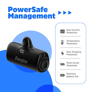 Sạc dự phòng Energizer 4,600mAh 3.6V Li-ion UE4600PQBK,Sạc nhanh PD 22.5W, bảo hành 24 tháng 1 đổi 1 - Hàng chính hãng
