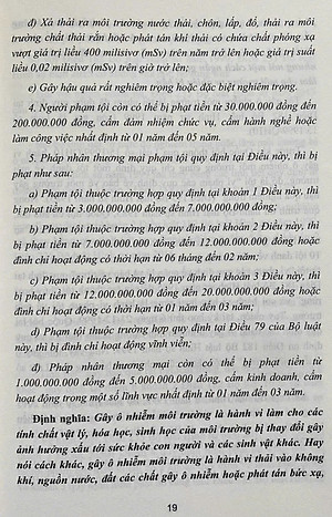 Bình luận Bộ luật hình sự năm 2015- Phần thứ hai Các tội phạm (Chương XIX- Các tội phạm về môi trường)