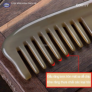 Lược sừng răng thưa xuất Nhật hàng VIP (Size: XL - 19cm) COH177 - Cho tất cả các loại tóc /xoăn /xù /rối - Chăm sóc tóc