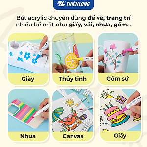 Bút sơn/ Bút lông 12/24/36 màu - Acrylic Markers 2 đầu ngòi ThiênLong Colokit - Màu sắc tươi sáng Trang trí đa chất liệu