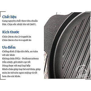 Chảo gang nướng Rapido chống dính 2 lớp - chảo nhỏ gọn, bền đẹp, dùng được cho cả bếp từ và bếp hồng ngoại