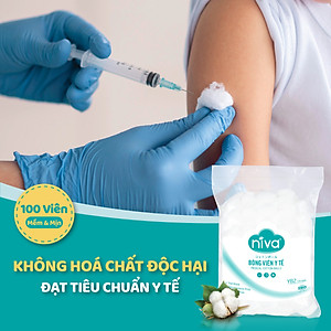 Combo 05 Gói 100 Bông Gòn Viên Tròn Y Tế NIVA Yb2 Đường Kính 27mm Nhét Tai Cho Phụ Nữ Sau Sinh
