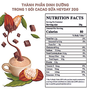 Bột cacao sữa Heyday - Hot Cocoa hộp 12 gói x 20g - Đậm vị chân thật từ cacao nguyên chất