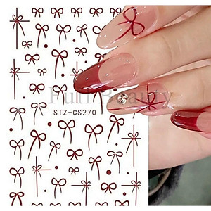 Miếng Dán Móng Tay Hình Nơ Trắng Đen Làm Nail Siêu Xinh, Sticker Nơ Trang Trí Móng Tay Chân 3D Dễ Thương, Nghệ Thuật Nữ Women